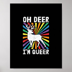 Poster Vintage Oh Deer Je Suis Queer Fierté LGBT Gay Lesb