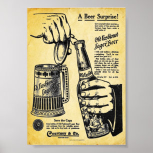 Poster Vintage Old fashioned Lager Beer Print