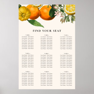 Poster Vintage Orange Citrus Mariage Botanique Siège