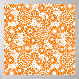 Poster vintage orange floral