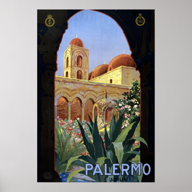 Poster Vintage Palerme Sicile Italie Voyage (Devant)