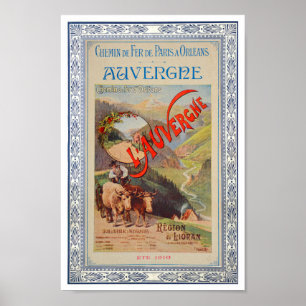 POSTER VINTAGE PARIS AUVERGNE FRANCE IMPRIMER