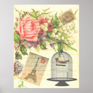 Poster Vintage Paris France Eiffel Tower