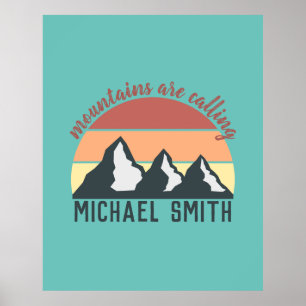 Poster Vintage pastels mountains are calling monogram sky