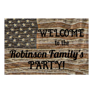 Poster Vintage Patriotique USA Drapeau Mur de pierre Call