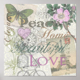 Poster Vintage Peace Home Belle Amour
