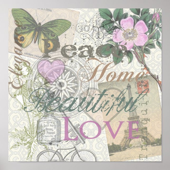 Poster Vintage Peace Home Belle Amour (Devant)