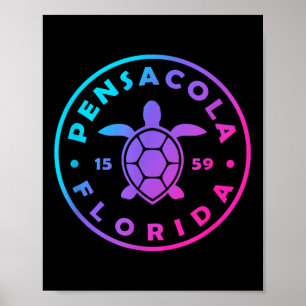 Poster Vintage Pensacola Floride Tortue de mer Tie Dye Be