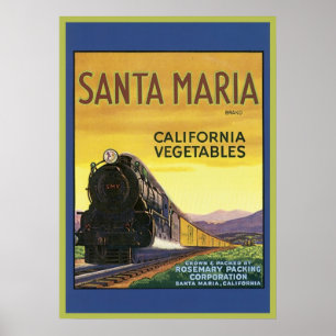 Poster Vintage Père Noël Maria Californie Légumes Crate L