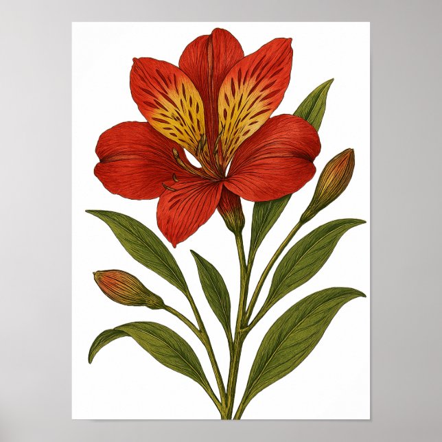 Poster Vintage Peruvian Lily (Devant)