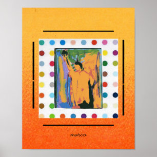 Poster Vintage Peter Max style Statue de la liberté poste