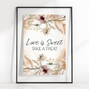 Poster Vintage Petit Floral Mariage L'Amour Est Doux Fave