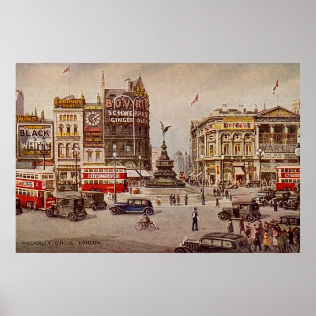 Poster Vintage Piccadilly Circus Londres (Devant)