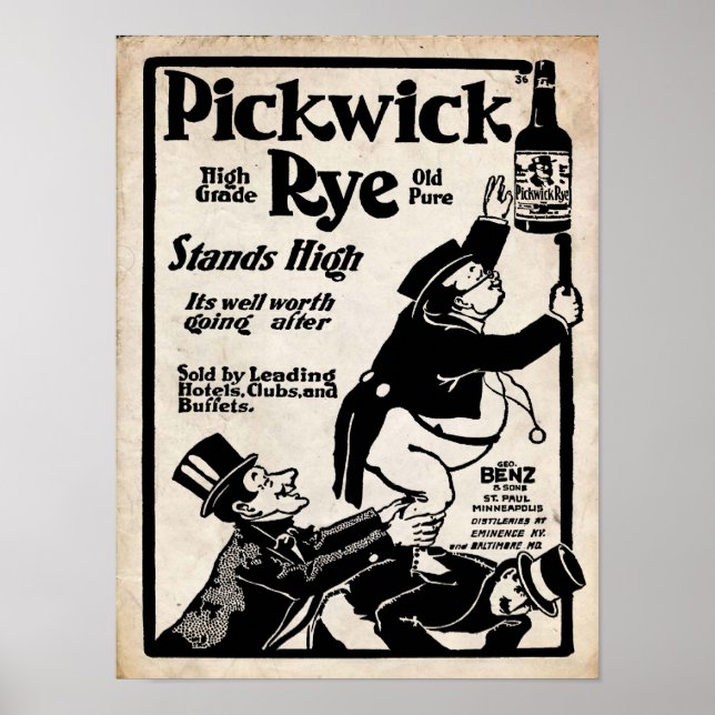 Poster Vintage Pickwick Rye Old Liqour Imprimer (Devant)