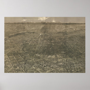 Poster Vintage Pictorial Map of Denver Colorado