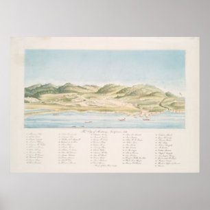 Poster Vintage Pictorial Map of Monterey CA (1842)