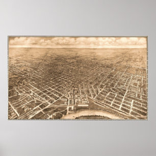 Poster Vintage Pictorial Map of Montgomery