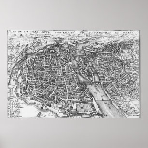 Poster Vintage Pictorial Map of Paris