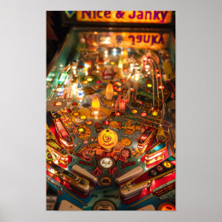 Poster vintage Pinball Machine Blueprint