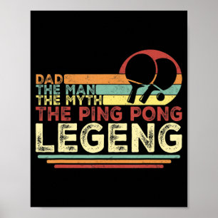 Poster Vintage Ping Pong Papa Ping Pong Jouer Tee Fathe