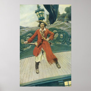 Poster Vintage Pirates, capitaine Keitt par Howard Pyle