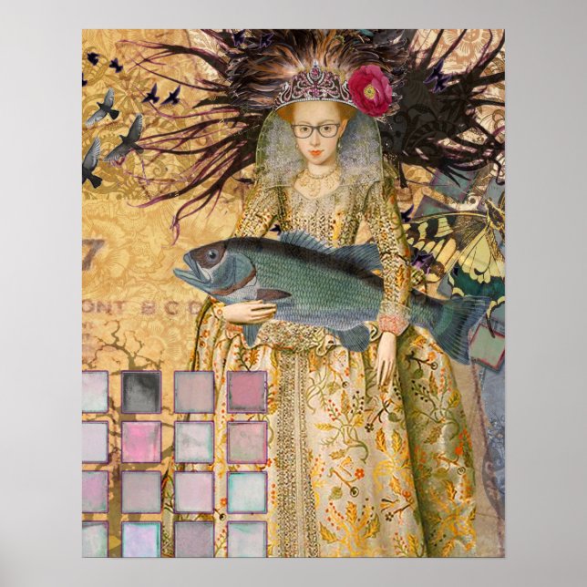 Poster Vintage Pisces femme gothique classique (Devant)