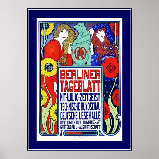 Poster Vintage Plakat newspaper Berliner Tageblatt (Front)