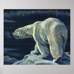 Poster Vintage Polar Bear, Arctic Marine Life Animals