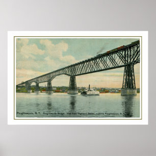 Poster Vintage pont Poughkeepsie 1913, train, bateau