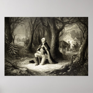Poster Vintage Portrait of George Washington Praying