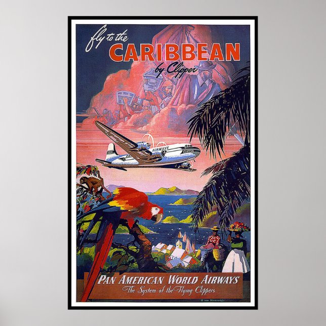 Poster vintage pour imprimer Caraïbes (Devant)
