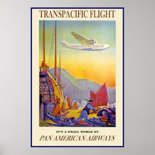 Poster vintage Print Transpacifique Flight Airways