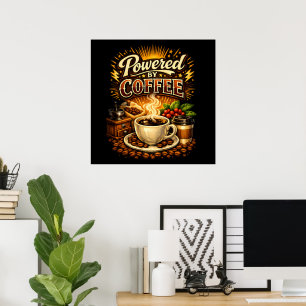 Poster Vintage Propulsé par le Café – Design Rétro pour A