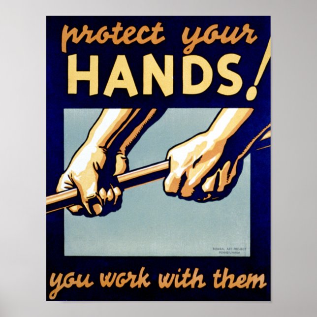Poster vintage - protégez vos mains (Devant)