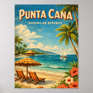 Poster Vintage Punta Cana République dominicaine Rustique