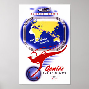 Poster vintage Qantas Empire Airways restauré