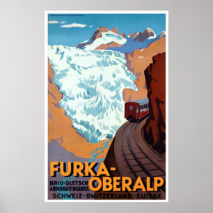 Poster Vintage Railroad Switzerland Alpes