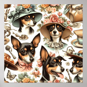 Poster Vintage Rat Terrier sans fil