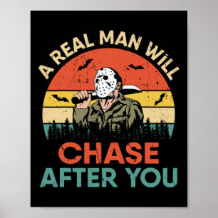 Poster Vintage Real Man Poursuivra Après Vous Halloween C