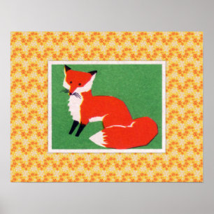 Poster Vintage Red Fox Print
