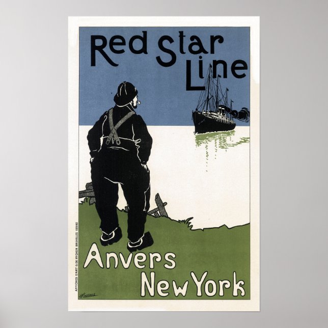 Poster Vintage Red Star Line Travel (Devant)