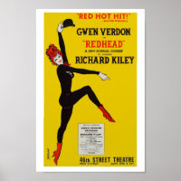 Vintage Redhead Musical Theatre Art Imprimer Poste
