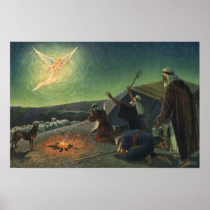 Poster Vintage Religion, Annonciation aux bergers