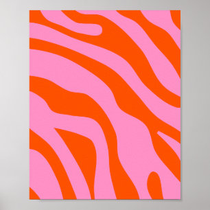 Poster Vintage Rétro Abstrait Rose Et Orange