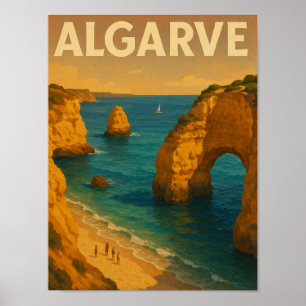 Poster Vintage Retro Algarve Portugal Travel