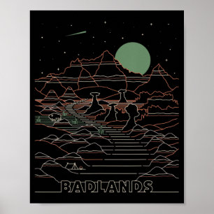Poster Vintage Retro Badlands National Park Dakota du Sud