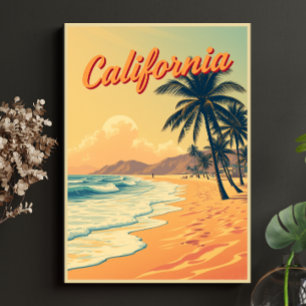Poster Vintage Retro California Beach Travel