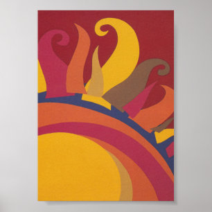Poster vintage rétro couleur Sun