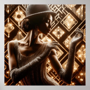 Poster Vintage rétro glameur jazz femme