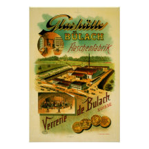 Vintage Retro Glass Glashütte Bülach Factory